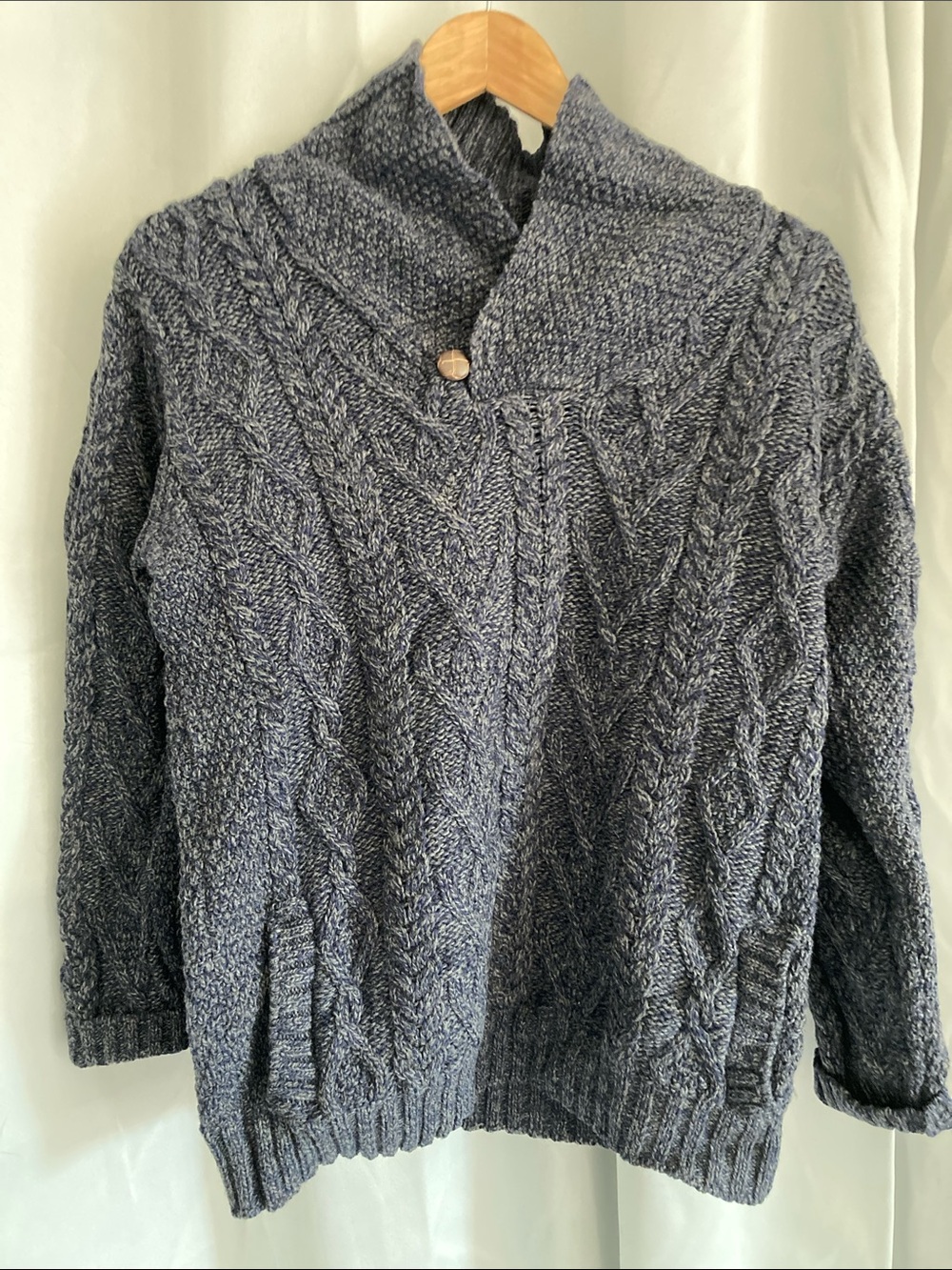 Aran Crafts Cable-Knit Shawl Collar Cardigan - Charcoal